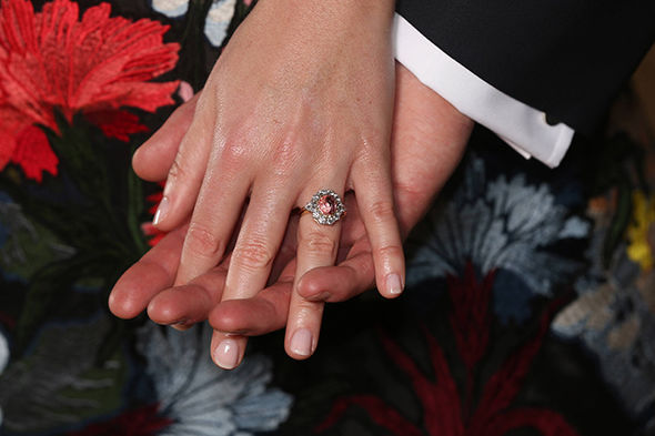 Princess Wedding Ring with Padparacha